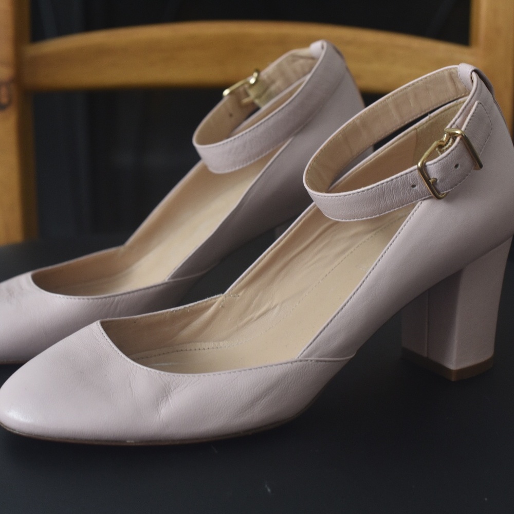 j crew ankle-strap mid heel pump